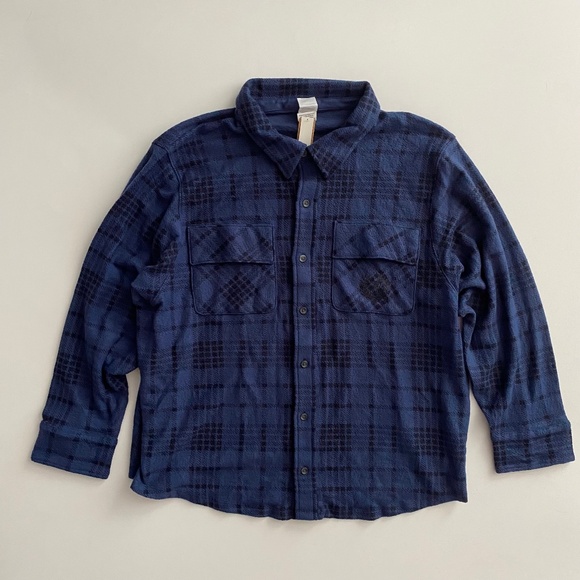 PINK Victoria's Secret Shirt Button Front Warm Long Sleeve Plaid Nwt XXL 2XL - Picture 1 of 3